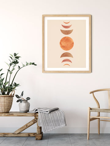 Orange Moon Phases wall art